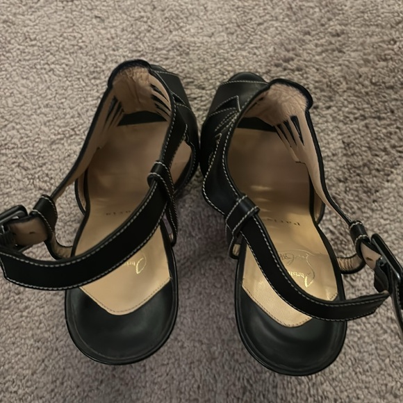 Christian Louboutin black booties with white stitching on front - Picture 7 of 7